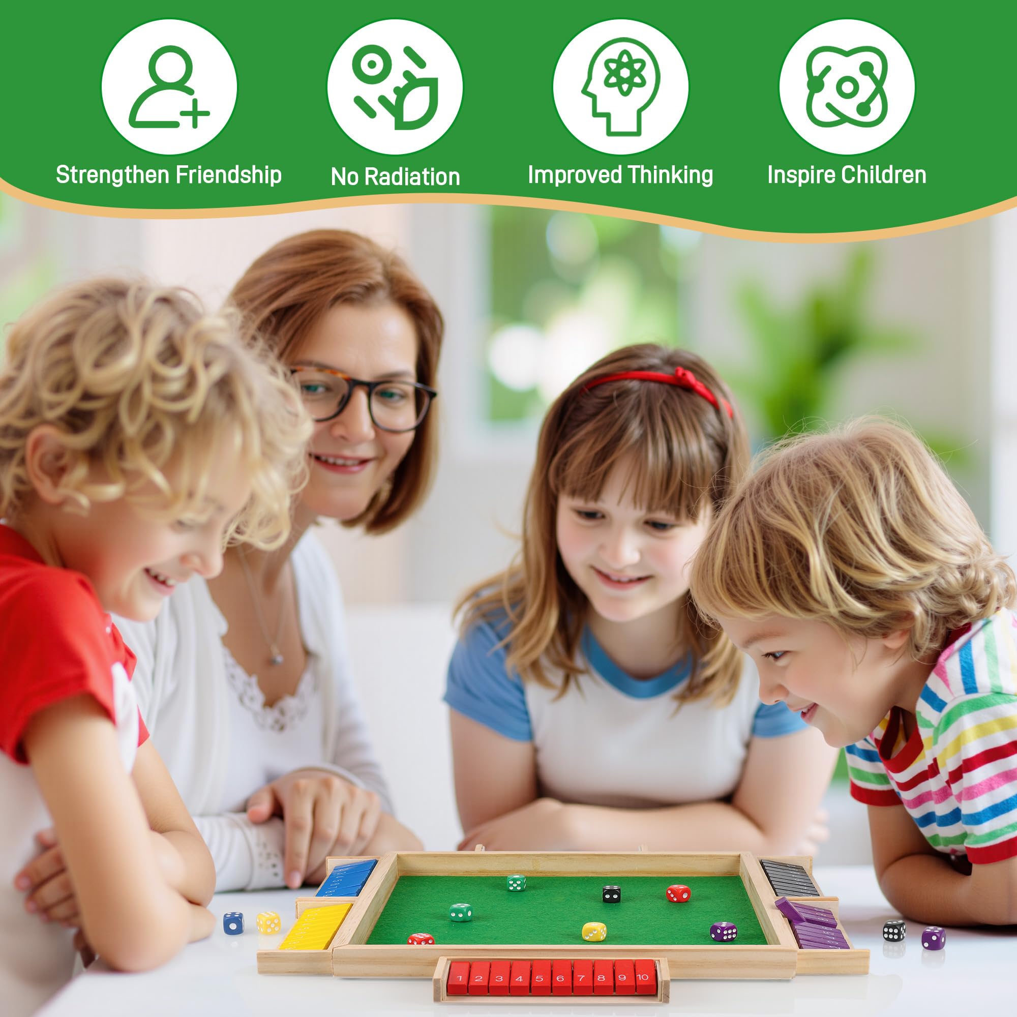 Fentar Shut the Box Game 6 Player, Puzzle Dice Games, Premium Wooden Board Game, Fun Close the Box Game - Image 3