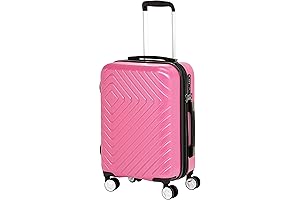 Amazon Basics Expandable Geometric Carry-On Luggage with Spinner Wheels and TSA Lock - Pink