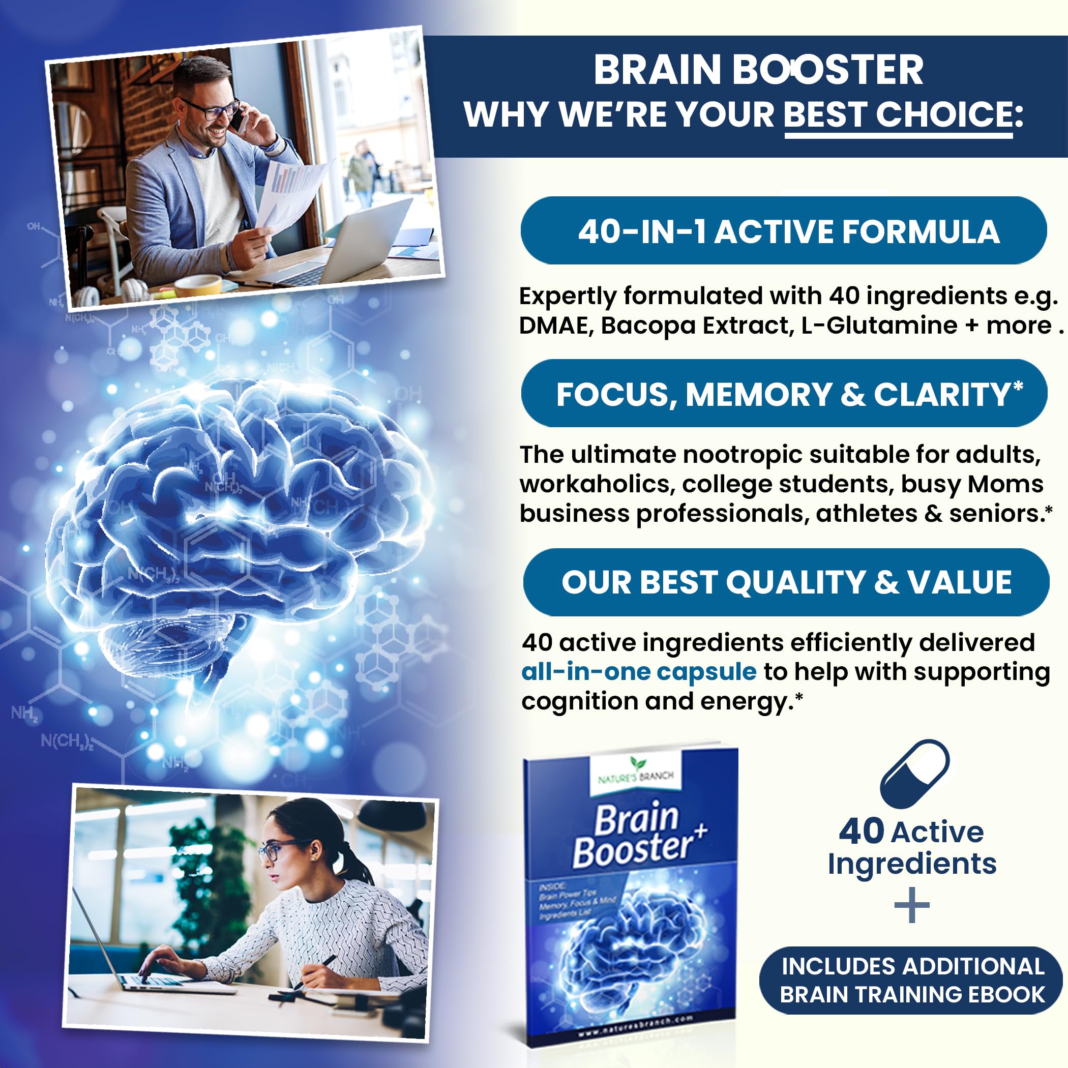 40-in-1 Brain Supplements For Memory And Focus - Performance Formula — Amazon image 3