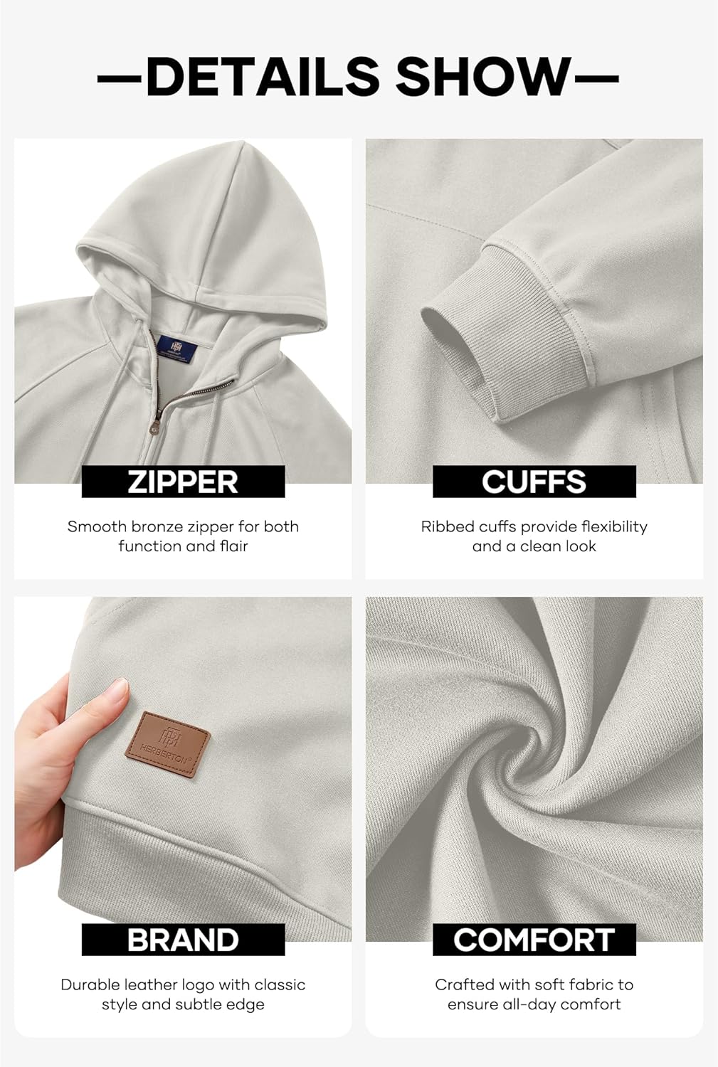 Men Tactical Hoodies Quarter Zip Long Sleeve Hooded Sweatshirts with Pockets (S-XXL) - Image 6