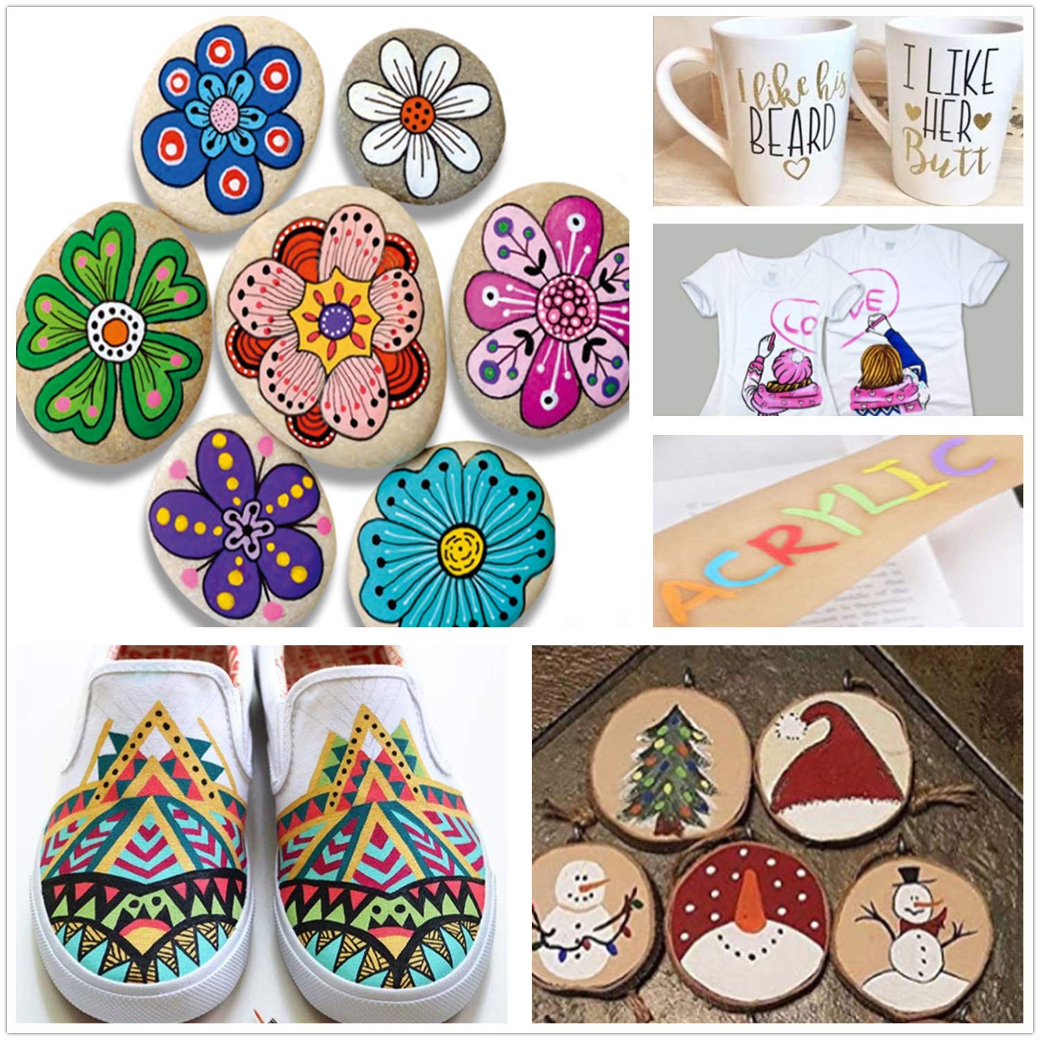 Laconile 120 Couleurs Feutre Acrylique, Stylos Acryliques à Pointe Pinceau Pour Le Coloriage Adulte ,Acrylic Paint Markers Pour Coloriage, Calligraphie, Bois, Toile, Verre, Céramique