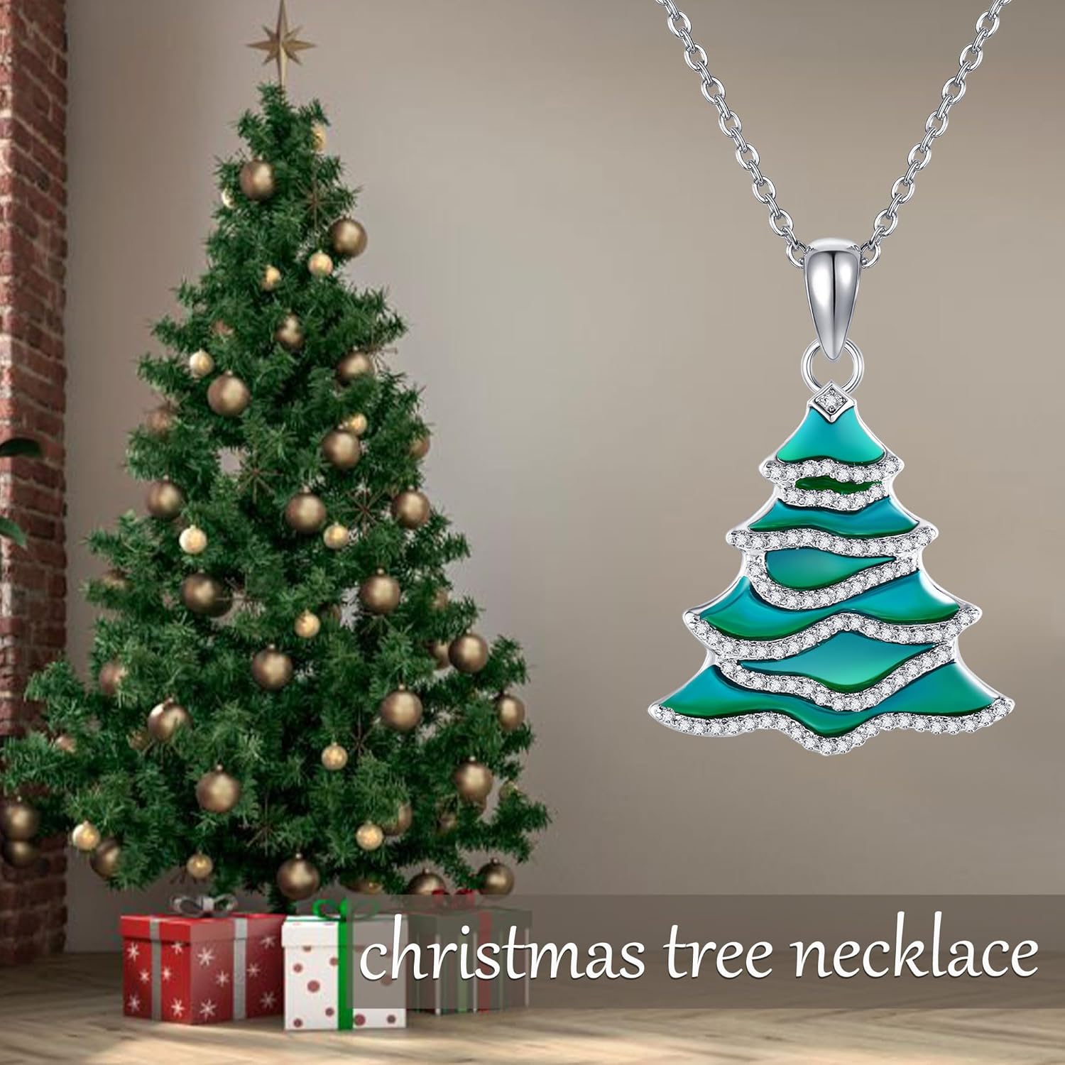YAFEINI Christmas Necklace S925 Sterling Silver Christmas Tree/Santa Claus Pendant Necklace Christmas Jewelry Gifts for Women Men Mom Wife - Image 5