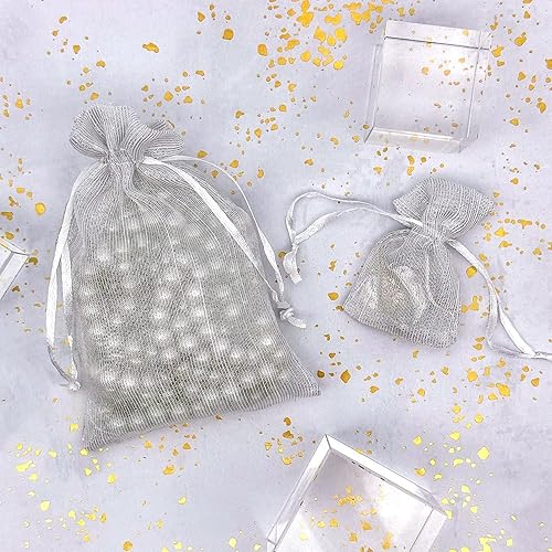Vista 32 de TheDisplayGuys - 24-Pack Striped Weave Organza Gift Bags w/Drawstrings - Small 3" x 4" - Iridescent - for Party Favors, Samples, Treats