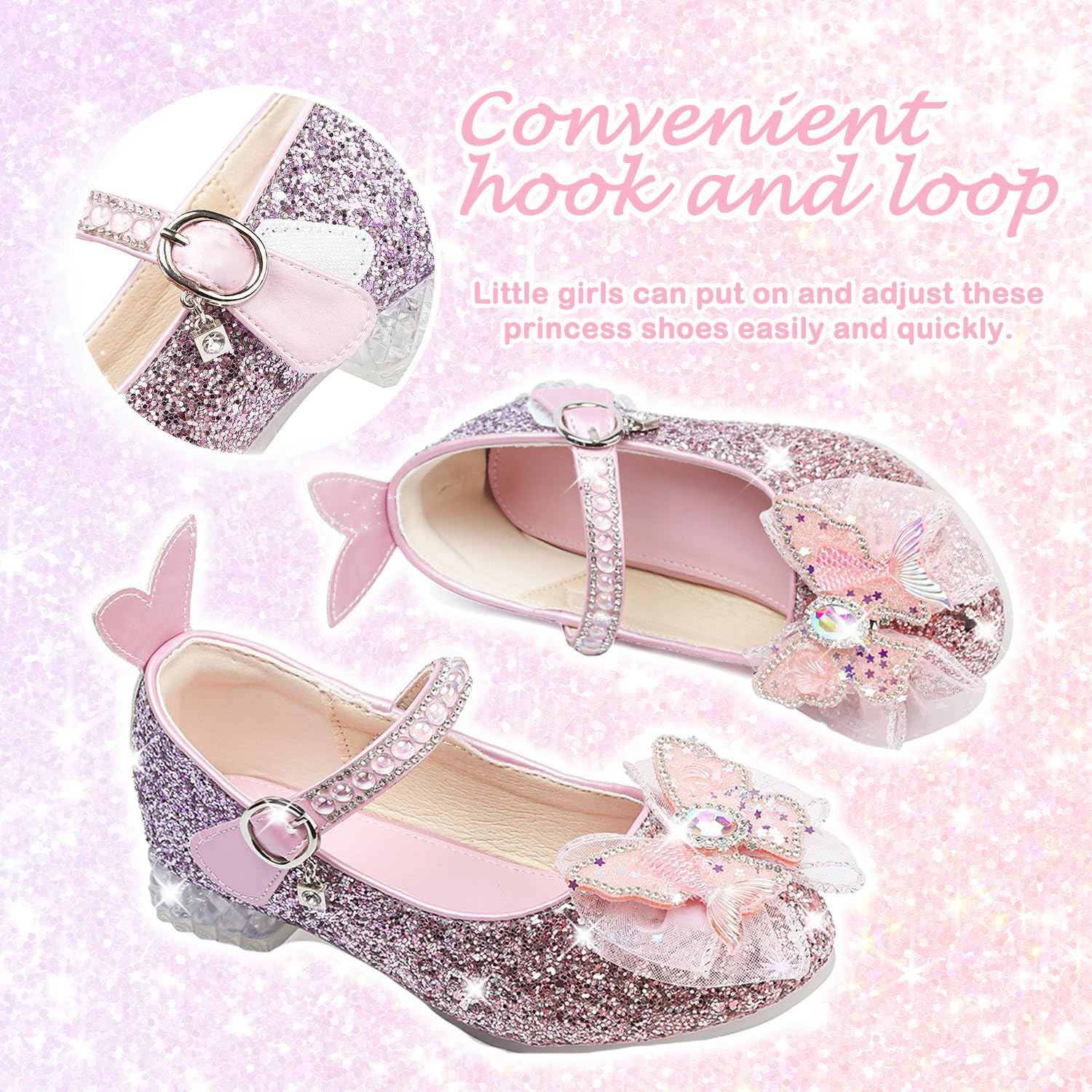 Prinzessin Schuhe Mädchen Glitzer Mary Jane Schuhe Kinder Stöckelschuhe Pailletten Abendschuhe Cosplay Schuhe Hochzeiten Halloween Fest Fasching Geburtstag Party