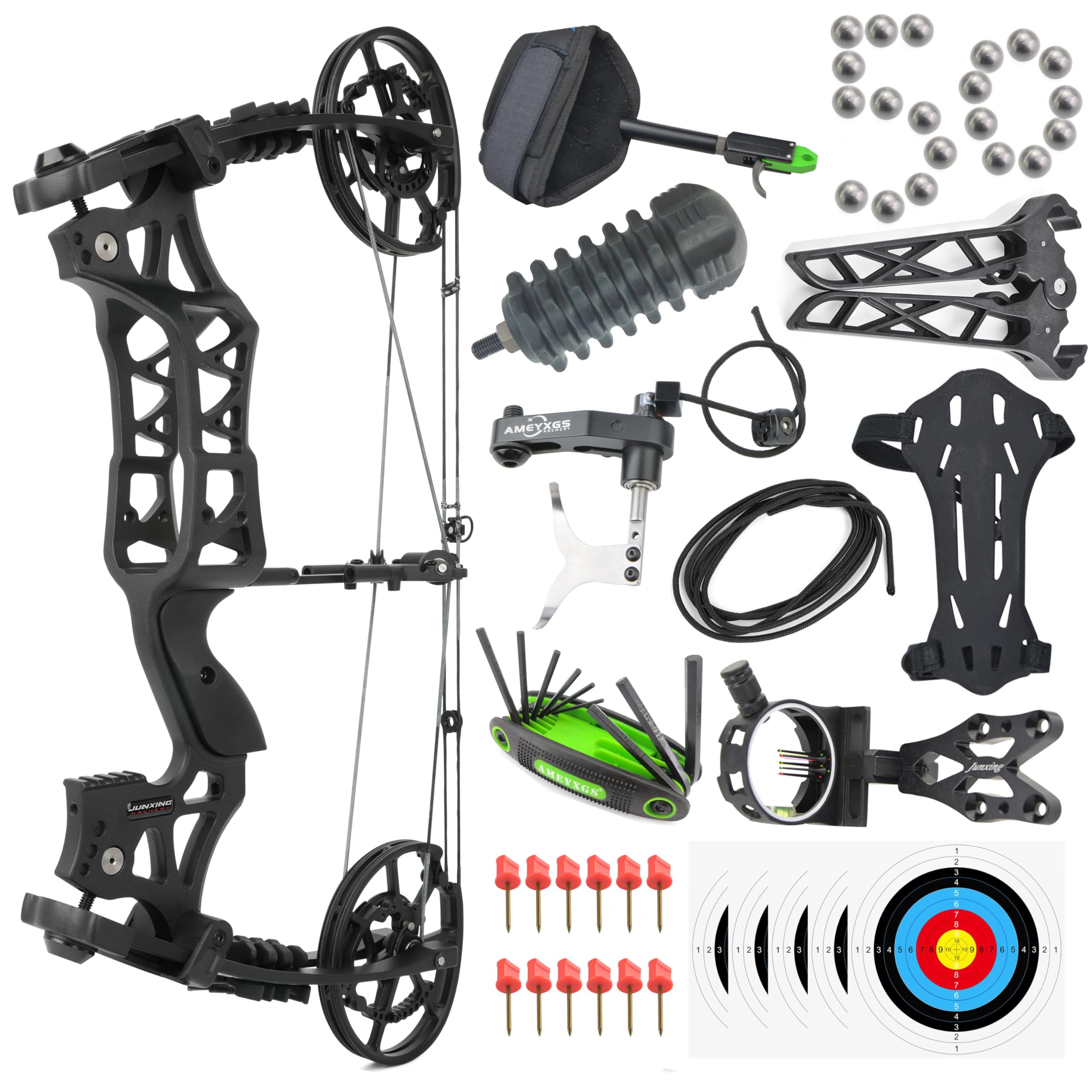 Set di archi compound 40-70lbs regolabile in acciaio palla e freccia arco doppio scopo Archi da caccia per tiro al bersaglio pesca con l'arco Let-off:80%
