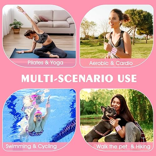 Miniatura 7 de Pesas de muñeca, muñecas y tobillos para mujeres y hombres (1 libra cada uno), brazaletes ajustables de silicona de 2 libras, se adapta a yoga,