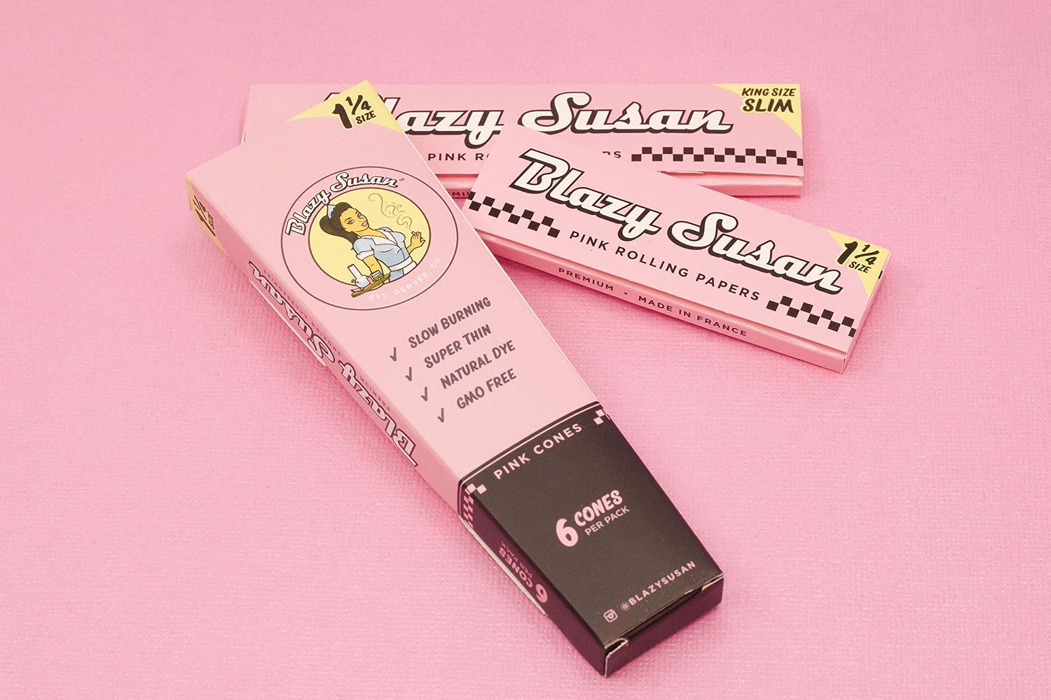 Blazy Puff Pack | Pink Rolling Papers & Cones Bundle | Vegan & Smooth Burning | Blazy Susan Quality Smoking Accessories