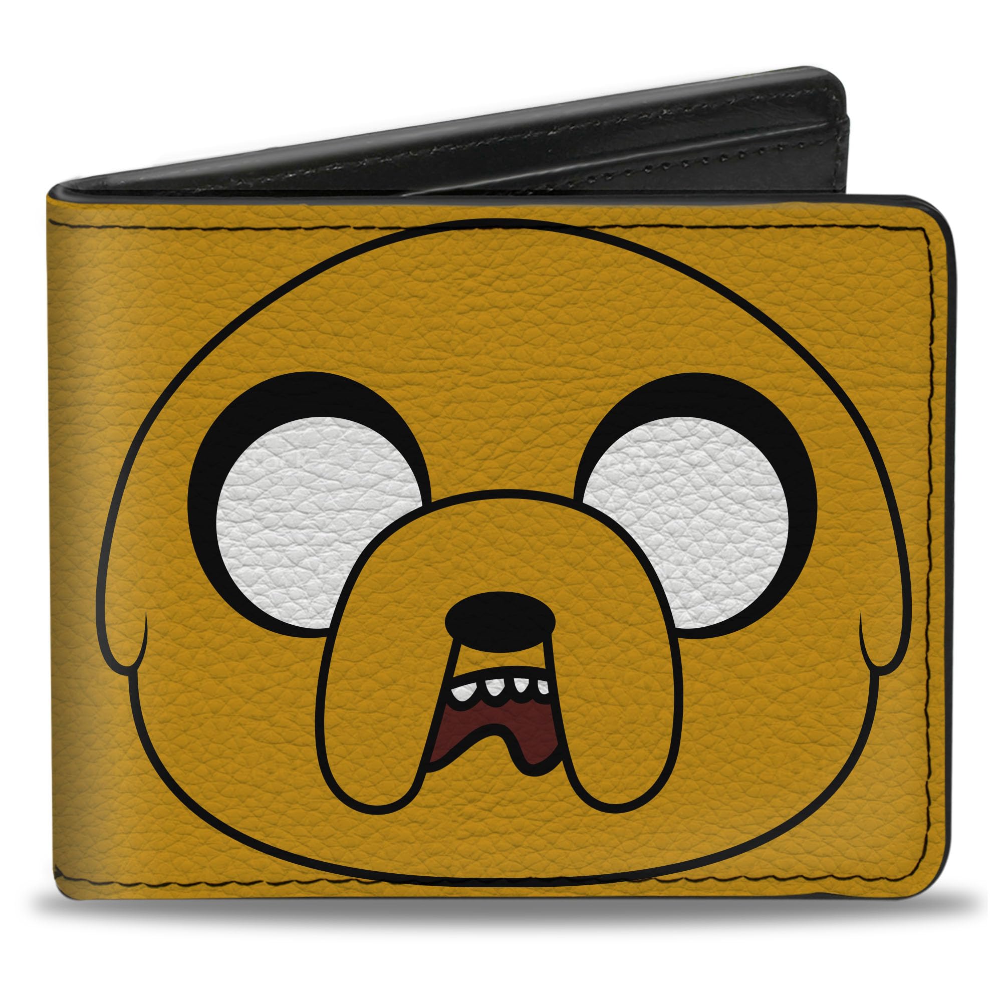 Buckle-Down Cartoon Network Wallet, Bifold, Adventure Time Title Logo and Jake Face Yellow, Vegan Leather