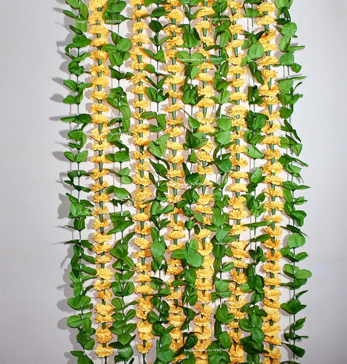 SPHINX Artificial Marigold (genda) and Green Leaves Garlands(Torans) for decoration (4)