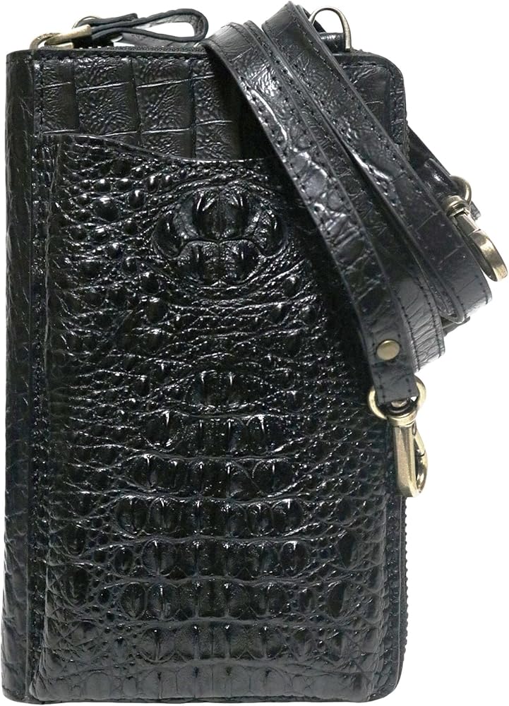 Amazon | [ベルクート] ブラック クロコダイル ミニショルダー メンズ