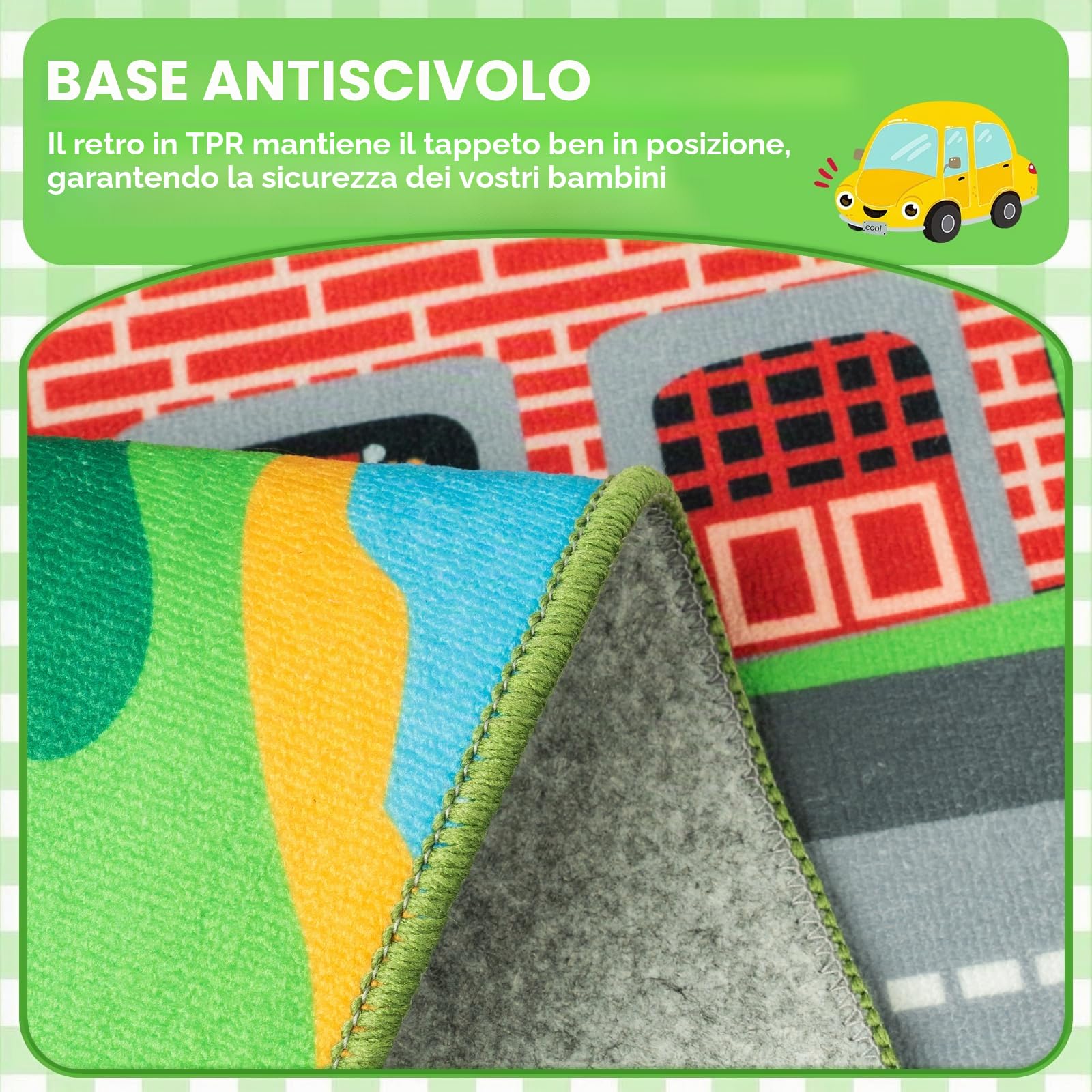 Capslpad Tappeto per aula 200 x 300 cm, tappeto per bambini, per scuola elementare, giocattolo per bambini, auto, tappetino per traffico stradale, per sala giochi, camera da letto