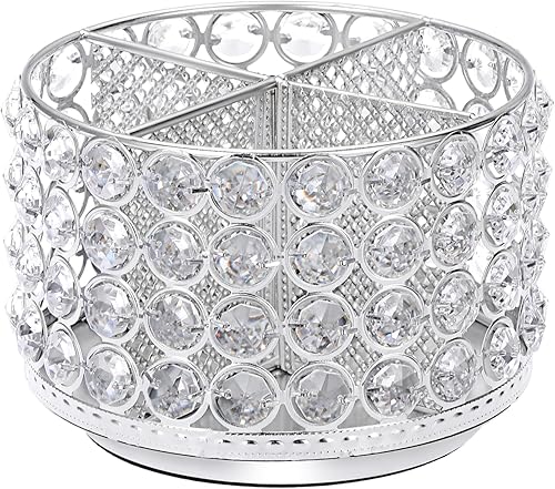 BTSKY Organizador de escritorio giratorio de cristal de 360 grados, caja de almacenamiento decorativa con 4 compartimentos, soporte para brochas de BTSKY Organizador de escritorio giratorio de cristal de 360 grados, caja de almacenamiento decorativa con 4 compartimentos, soporte para brochas de
