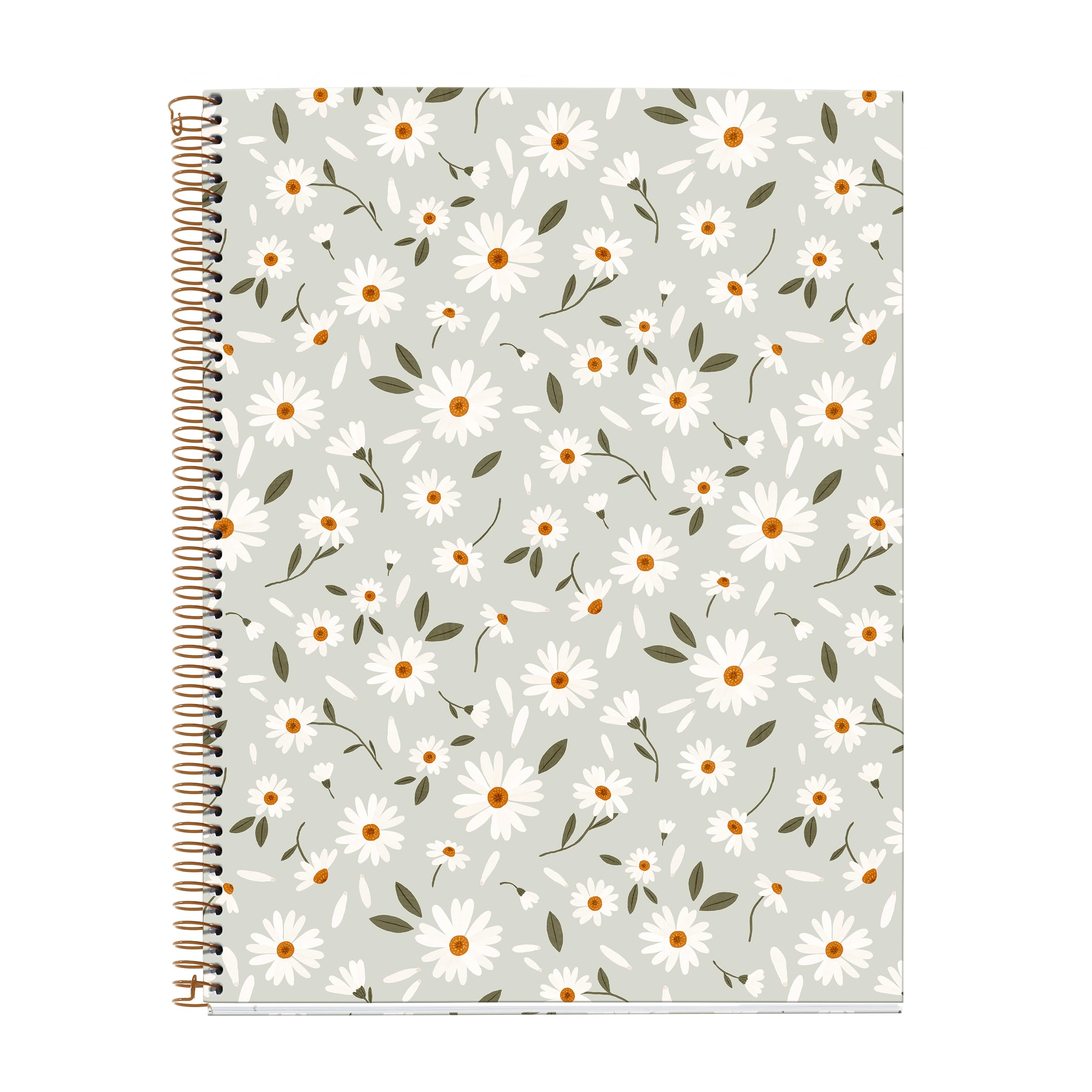 Miquelrius - Notebook A4 (210 x 297 mm), 5 mm grid, 100 sheets of 70 g/m², green cardboard cover, 4 coloured stripes, copper spiral, Spring Flowers collection, Flowers