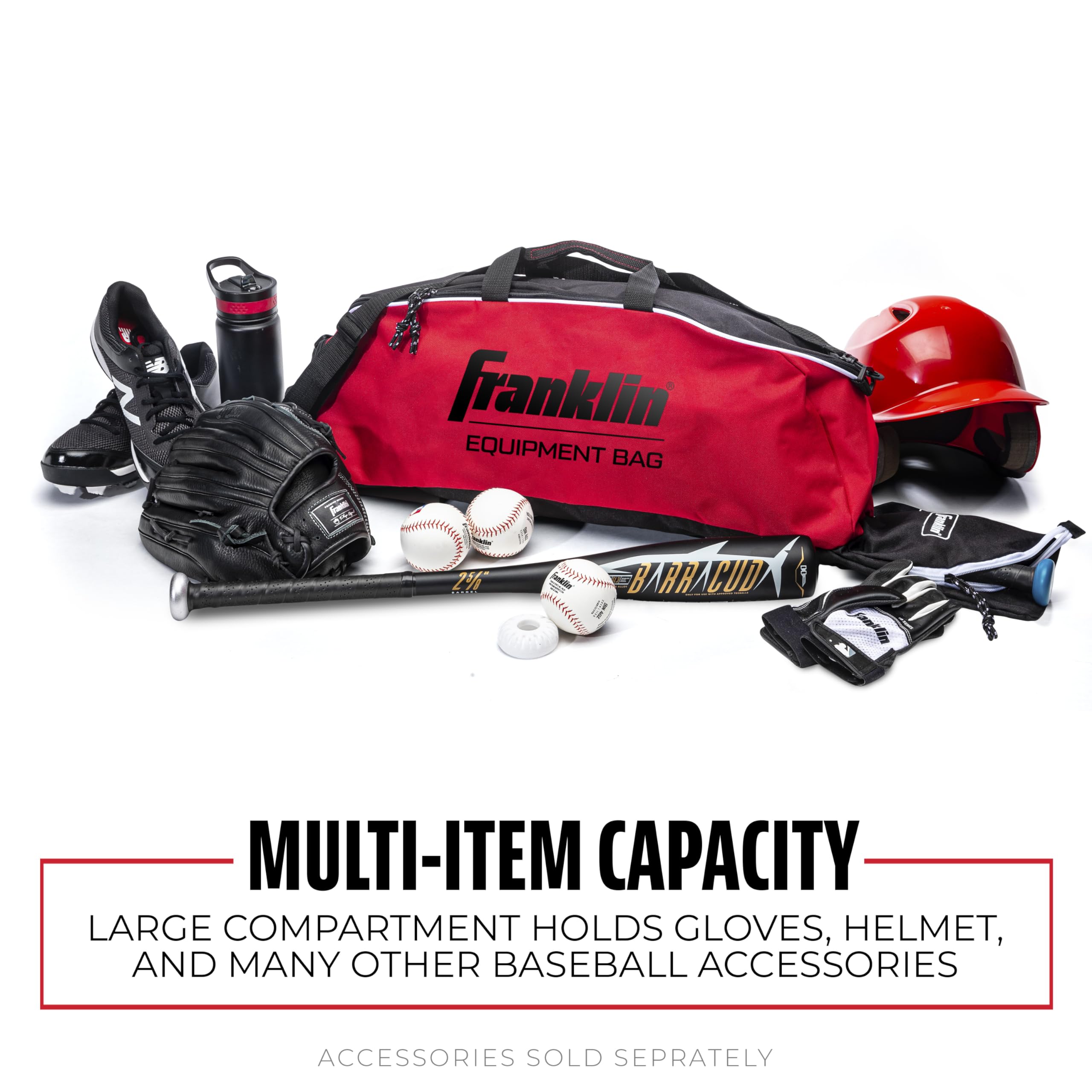 Sac à Dos De Baseball Franklin Sports Batpack - Jeunesse Noir/Rouge, 19,25 Pouces
