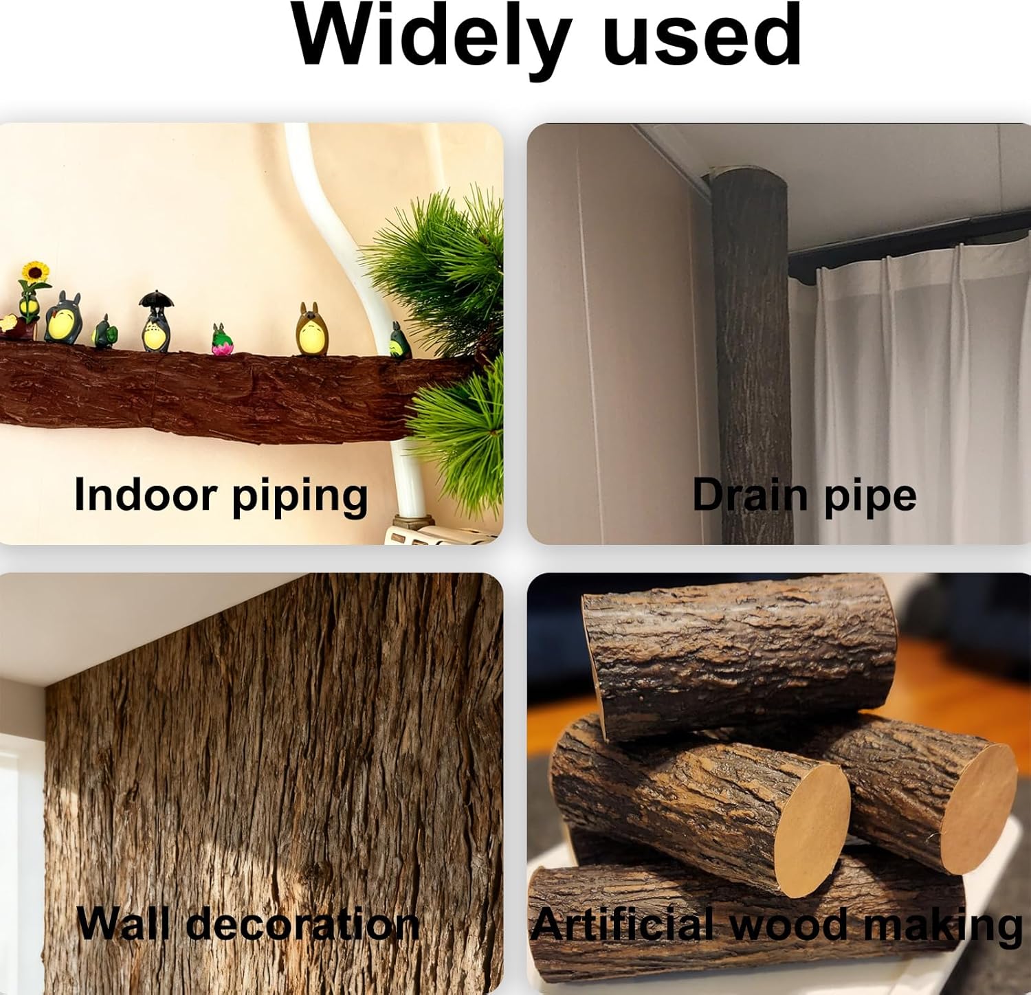 Artificial Tree Bark 19.69x39.37 Natural Garden Mulch & Landscape Decor Fake Bark for Pillars Pipes Decor, Cuttable Simulation Tree Bark for Columns, Walls, Floors, Tree Decoration (39.37*19.68 inch)