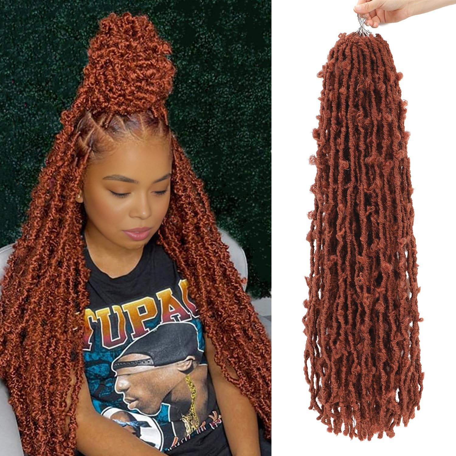 YEWELLButterfly Locs Crochet Hair 36 Inch Distressed Locs Crochet Hair,Pre Looped Crochet Hair for Black Women 6 Packs Lightweight Butterfly Faux Locs Crochet Hair (36 Inch, 350#)