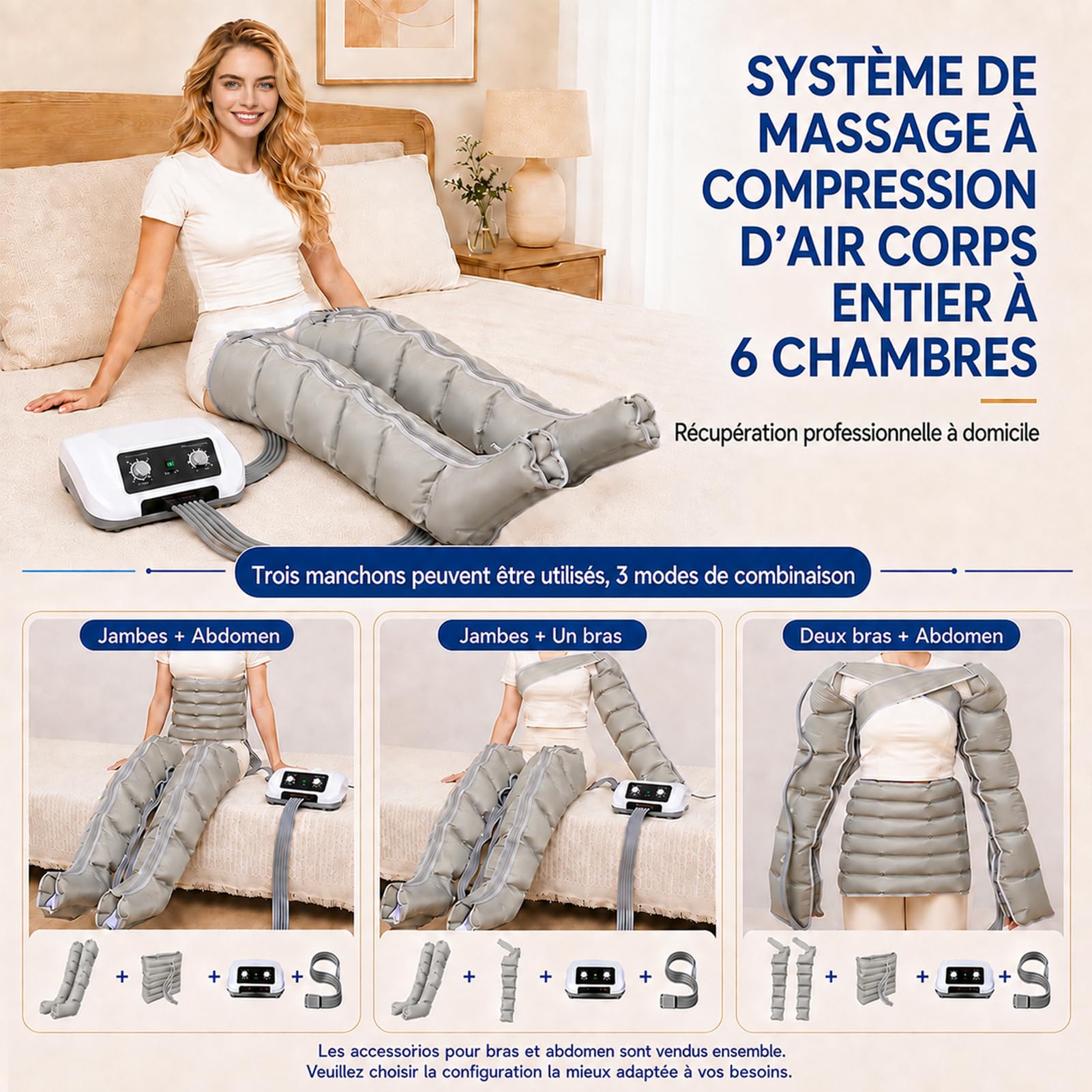 Appareil Pressothérapie Lymphatique Corps Complet -Jambes Et Ventre Et Bras