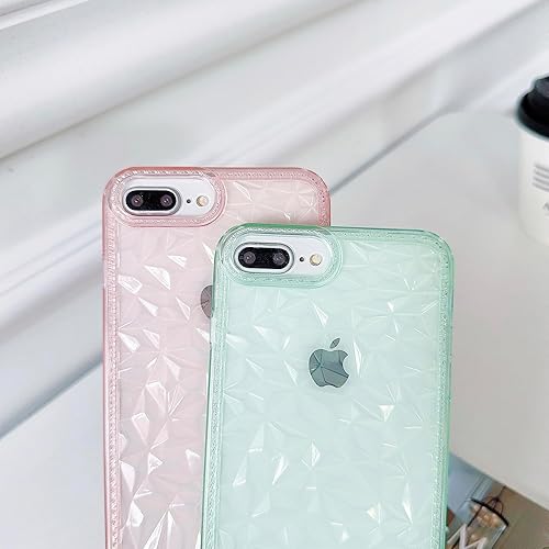 Miniatura 4 de SKYLMW Funda para iPhone 6 Plus, iPhone 7 Plus, iPhone 8 Plus, 5.5 pulgadas, TPU suave, delgada, 3D, transparente, patrón de diamante, funda para