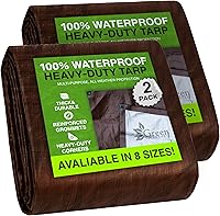 Vista 9 de GREEN LIFESTYLE Cubierta de lona marrón/plateada, material grueso y resistente, impermeable, a prueba de rasgaduras y rayos UV, con bordes