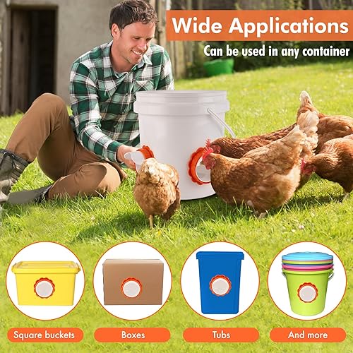 Miniatura 5 de Twinkle Star Puertos de alimentación de pollo DIY, alimentador automático de pollo con tapón, a prueba de lluvia, comederos de pollo sin residuos,