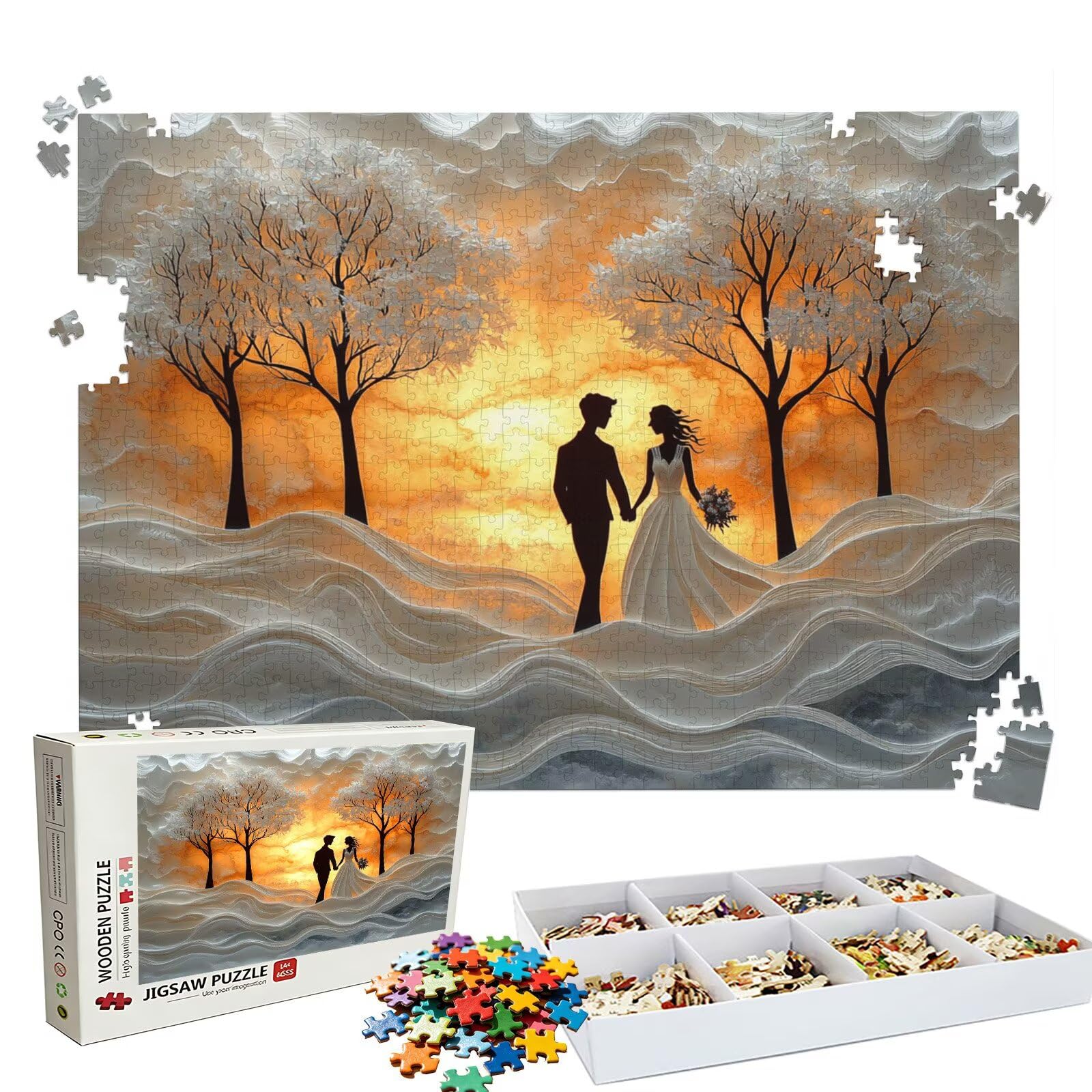 Puzzle astratto coppie, Puzzle Adulti 3000 pezzi, Puzzles Legno con Squisita Scatola di Imballaggio, Rompicapo per Esperti con Incastro Perfetto, Stampa Alta Definizione, Regalo per Adulti W3H-668
