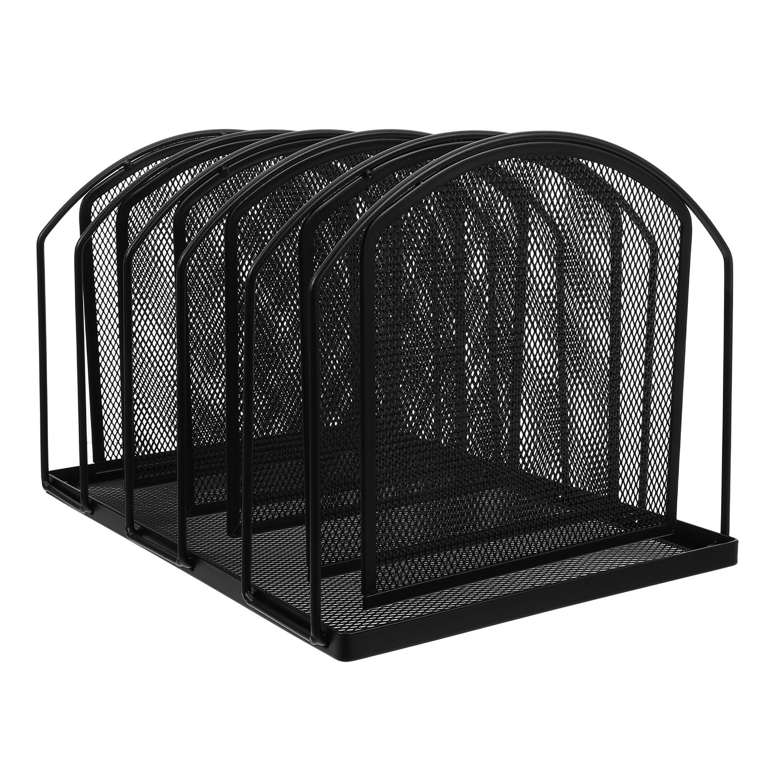 Operitacx Organizzatore verticale da scrivania a 5 scomparti con rete portadocumenti - Supporto per dischi in vinile, scaffale in metallo per riviste, libri, album, ufficio, aula.