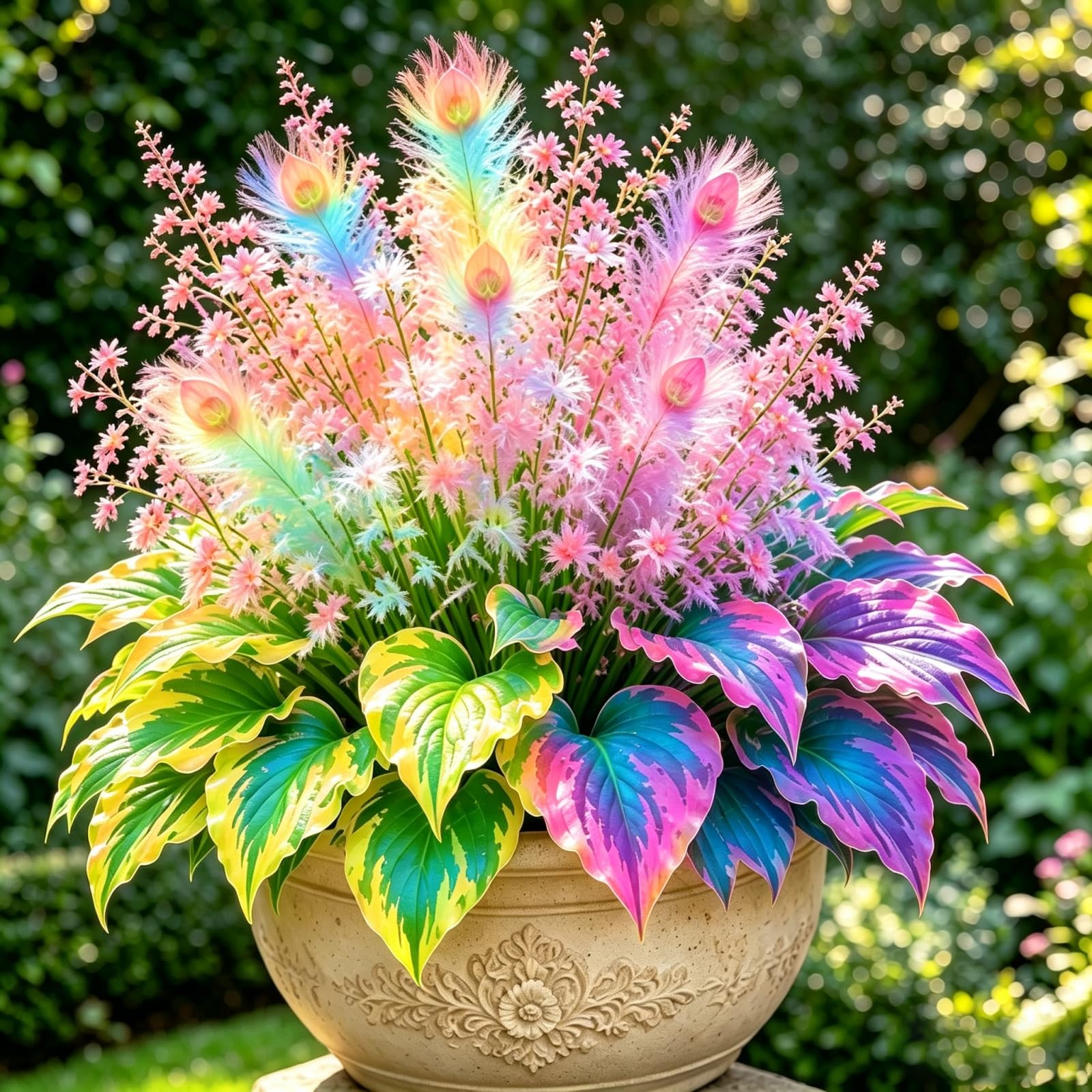 Rapid Peacock Flame Hosta Plants for Beautiful Outdoor Garden Displays-4 Rhizomes-D