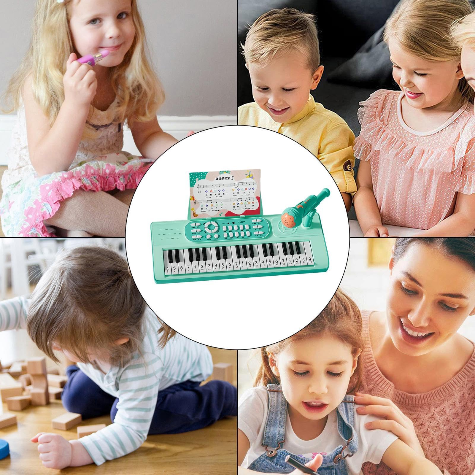 Piano Teclado para Instrumento Recargable 37 Teclas con Micrófono