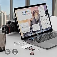 Vista 2 de Lector de tarjetas SD, adaptador OTG USB 5 en 1 y lector de tarjetas para iPhone/iPad, dispositivos USB C y USB A con ranuras para tarjetas micro SD