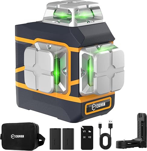 CIGMAN CM-801 Niveau laser vert 3x360 degrés, 2 piles rec…