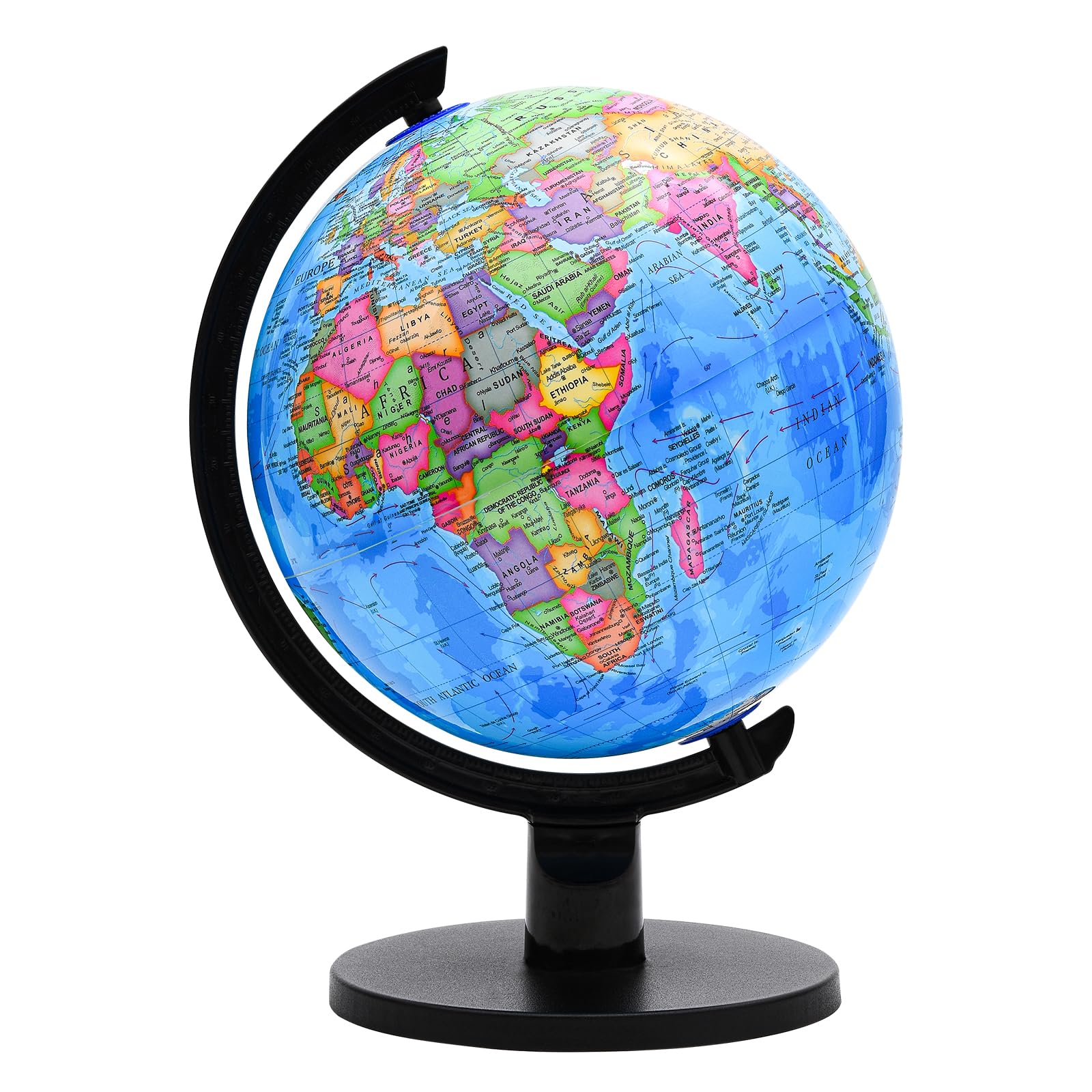 World Globe for Kids Learning, 9 inch Interactive Globe for Children with Stand, Self-Assembled Spinning Globes for Educational Geography Decorative Kids Room, Students Desk, Classroom, Adults Office