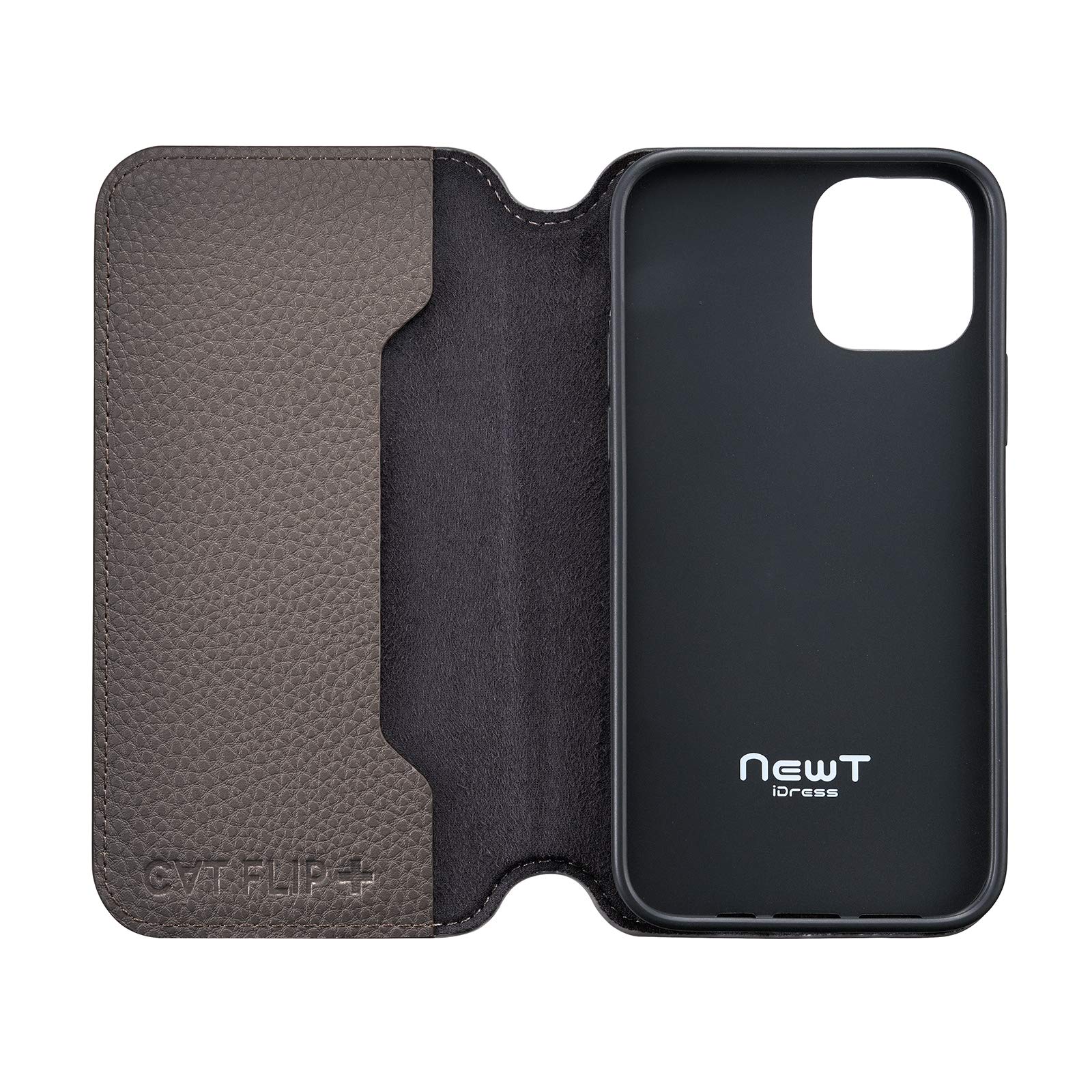 Amazon.co.jp: iPhone12 / iPhone12 Pro対応 NEWT 抗菌CAT FLIP グレー