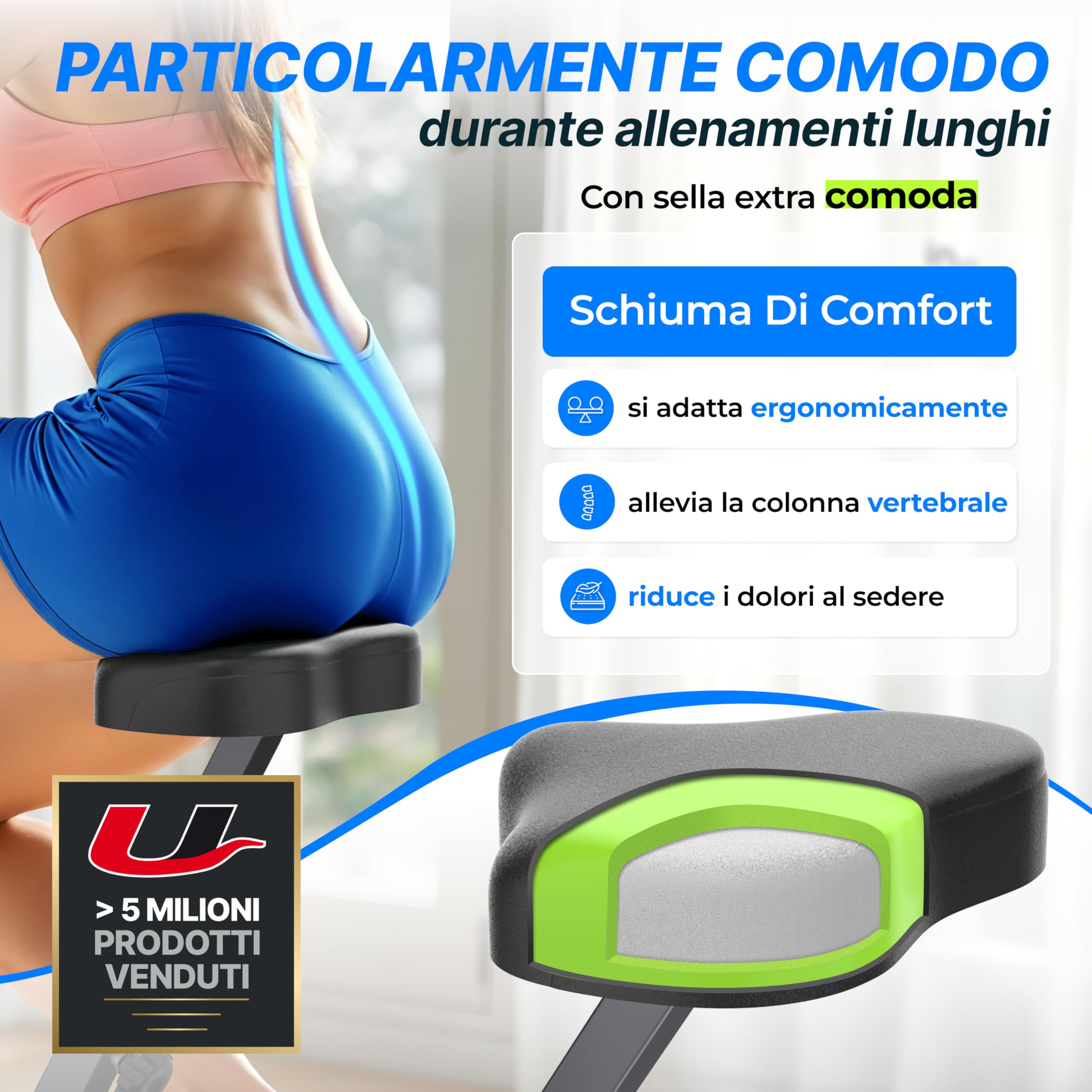 Ultrasport F-Bike Cyclette da Casa Pieghevole I Cyclette Pieghevole da Casa fino a 130 KG con Sella Extra Confortevole, LCD Display e Sensori delle Pulsazioni, Cyclette da Camera