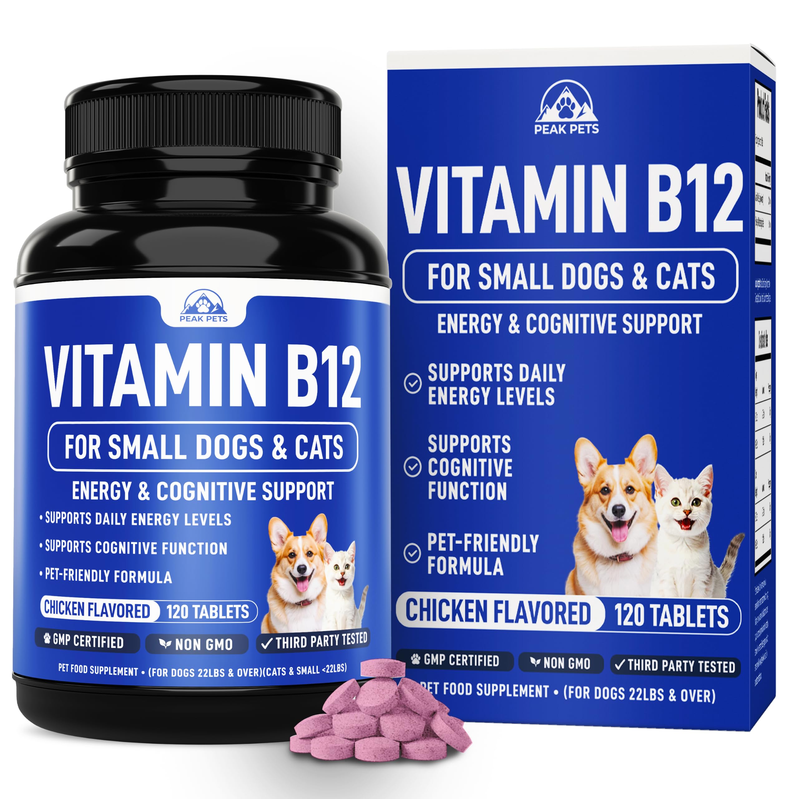 Vitamin B12 Supplement for Medium & Large Dogs with Cobalamin, Folate - Vitamin B12 for Dogs Tablet Energy & Cognitive Support - 120 Chicken Flavored Chewable Tablets -Third Party Tested, Non GMO — Amazon image 10