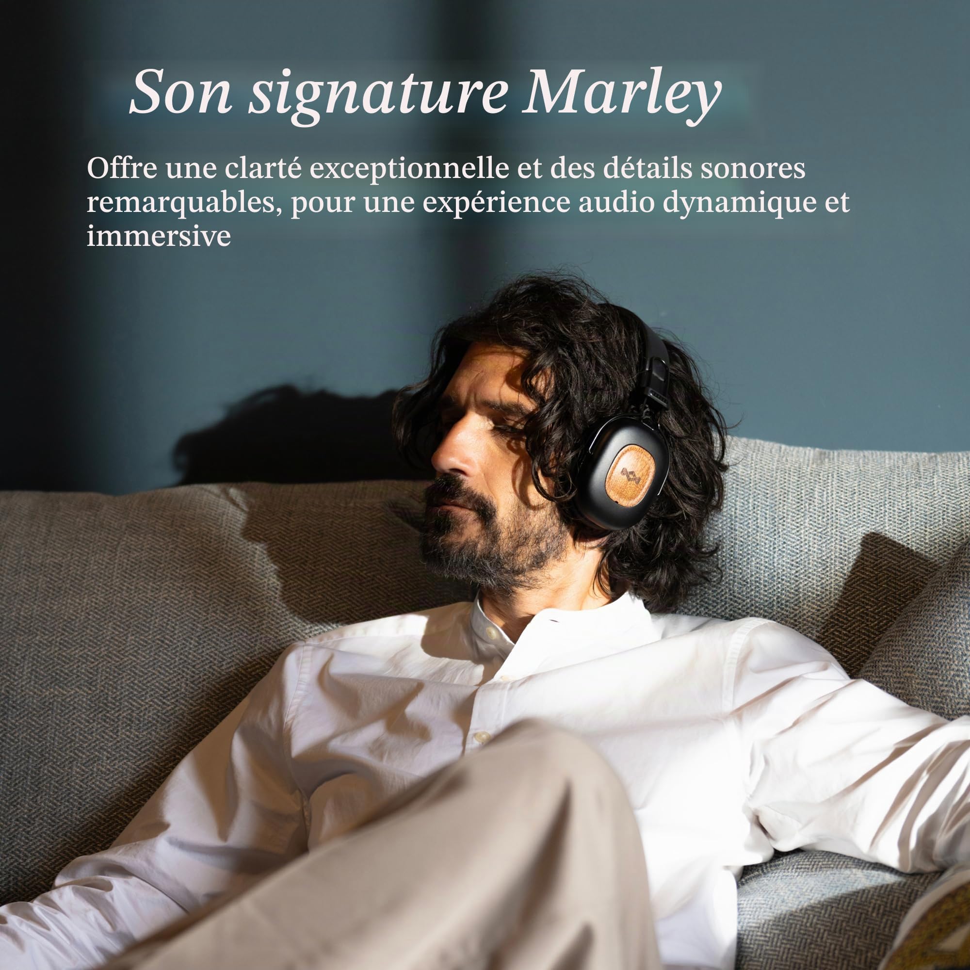 House of Marley Positive Vibration Rebel Casque Audio Bluetooth ANC - Noir | sans fil circum aural, Annulation Adaptative, 130 h d'autonomie, IPX5, Transducteurs 40 mm, matériaux durables