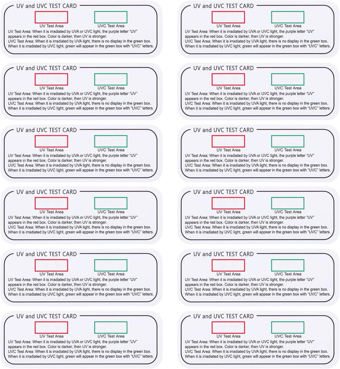 UVC Light Test Card, UV Intensity Test Card | 3-in-1 UV Test Card | UVA & UVC Light Identifying Card | UV Bulb & LED Intensity Reading Card | UV Dosage Indicator Card