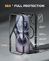 Vista 980 de Miracase Funda magnética para iPhone 14 de 6.1 pulgadas, protector de pantalla de vidrio templado integrado + protector de lente, compatible