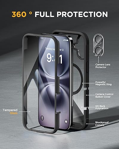 Miniatura 978 de Miracase Glass Series - Funda magnética para iPhone 15, compatible con MagSafe, de cuerpo completo, protector de pantalla de vidrio 9H integrado