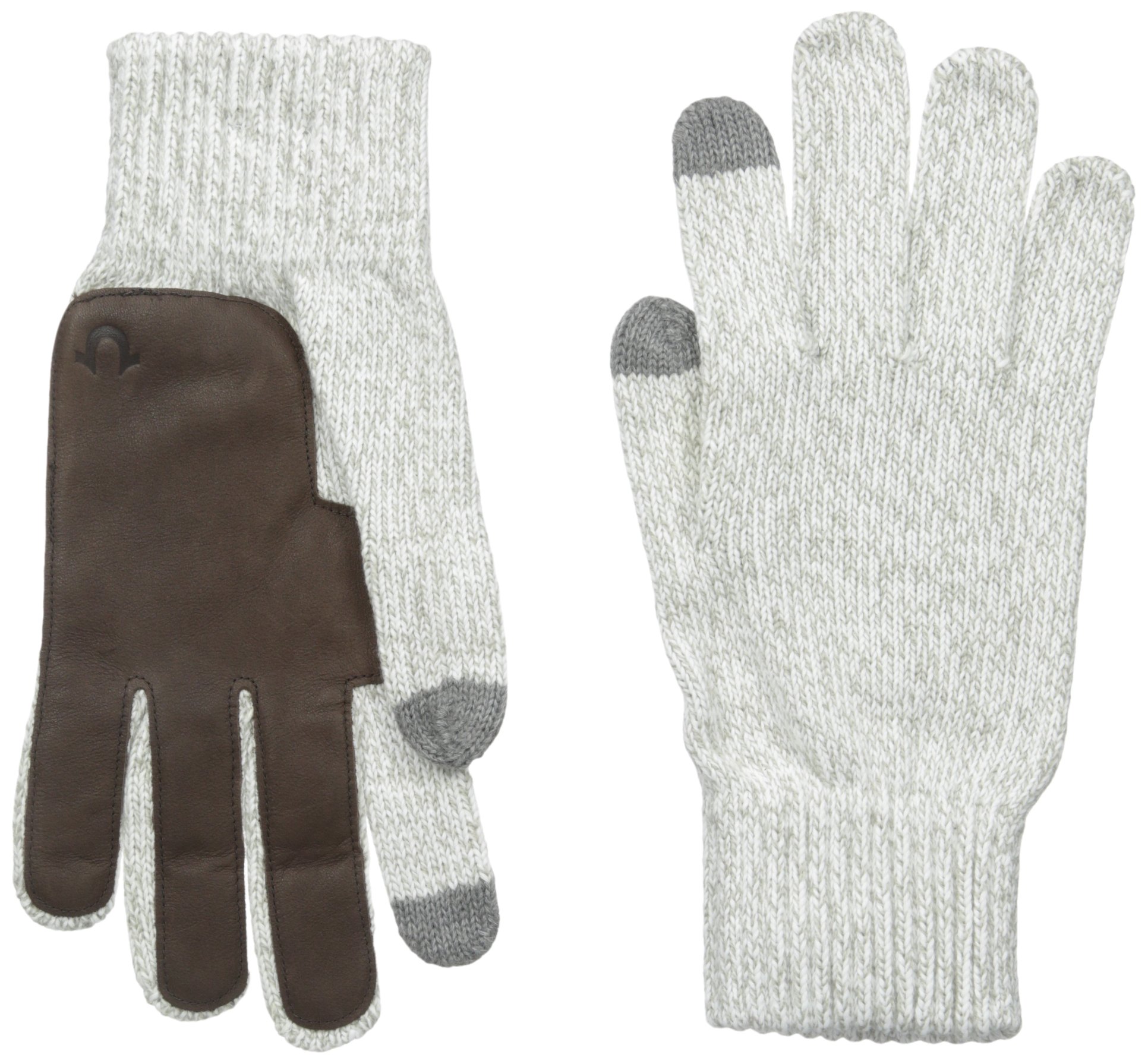 True Religion Men's Two Tone Knit Touchtek Gloves, White, One Size