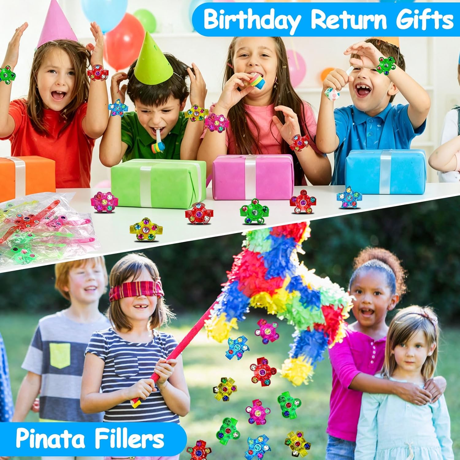 24PCS Light Up Fidget Spinner Bracelets Glow Birthday Party Favors Bulk for Kids 4-8 8-12 Summer Goodie Treat Bag Stuffers Pinata Filler Classroom Treasure Toys Carnival Prize End of Year Student Gift