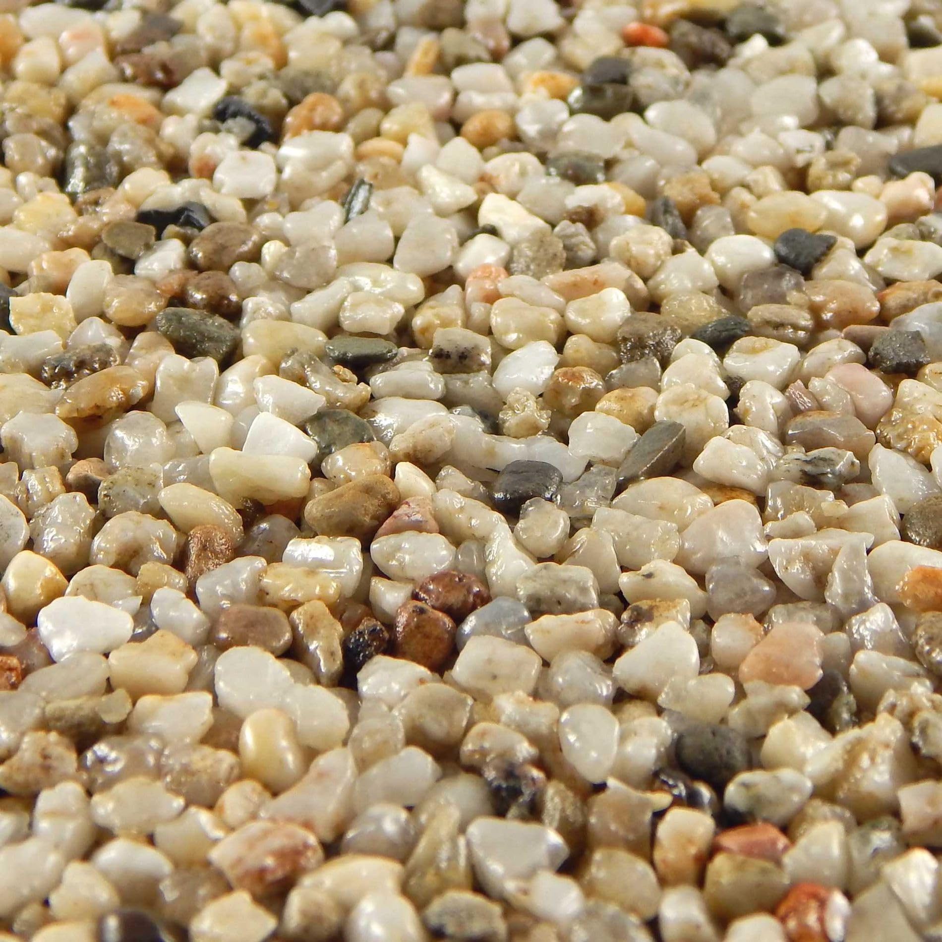 Terralith Steinteppich Marmor Komplett-Set für 1qm - Körnung: fein - 2-4mm mit Polyurethan Bindemittel - für Außen in grau (natura)