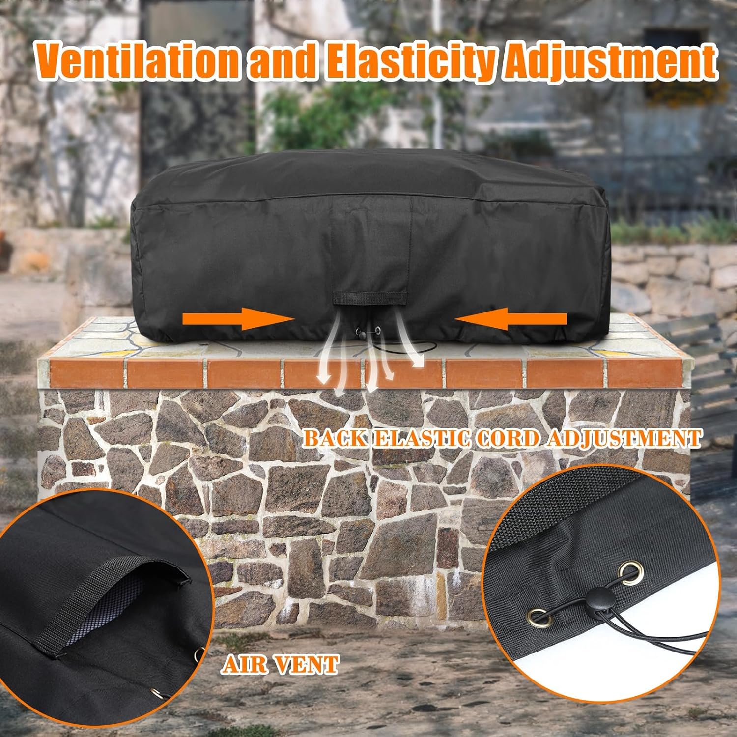 Grisun Built-in Grill Cover for Bull Built in Gas Grills 42 inch, Bull Outdoor Kitchen & Grill Head Cover, Heavy Duty Waterproof BBQ Grill Cover with Handle, Black