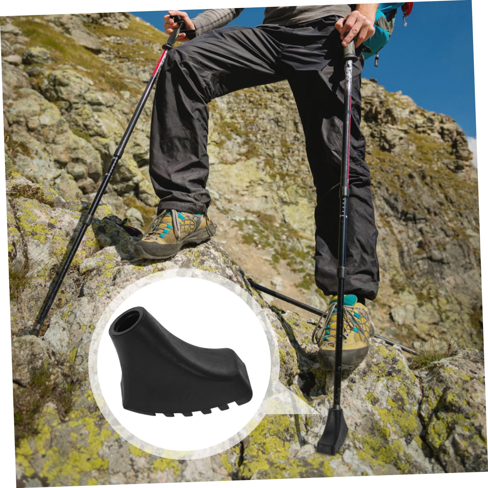 SUPVOX De Pie Bastón para Mujer Puntas De Bastón De Senderismo Accesorios De Senderismo Punta De Muleta Antideslizante Bastones Pararse Caminante Paraca Polos Black