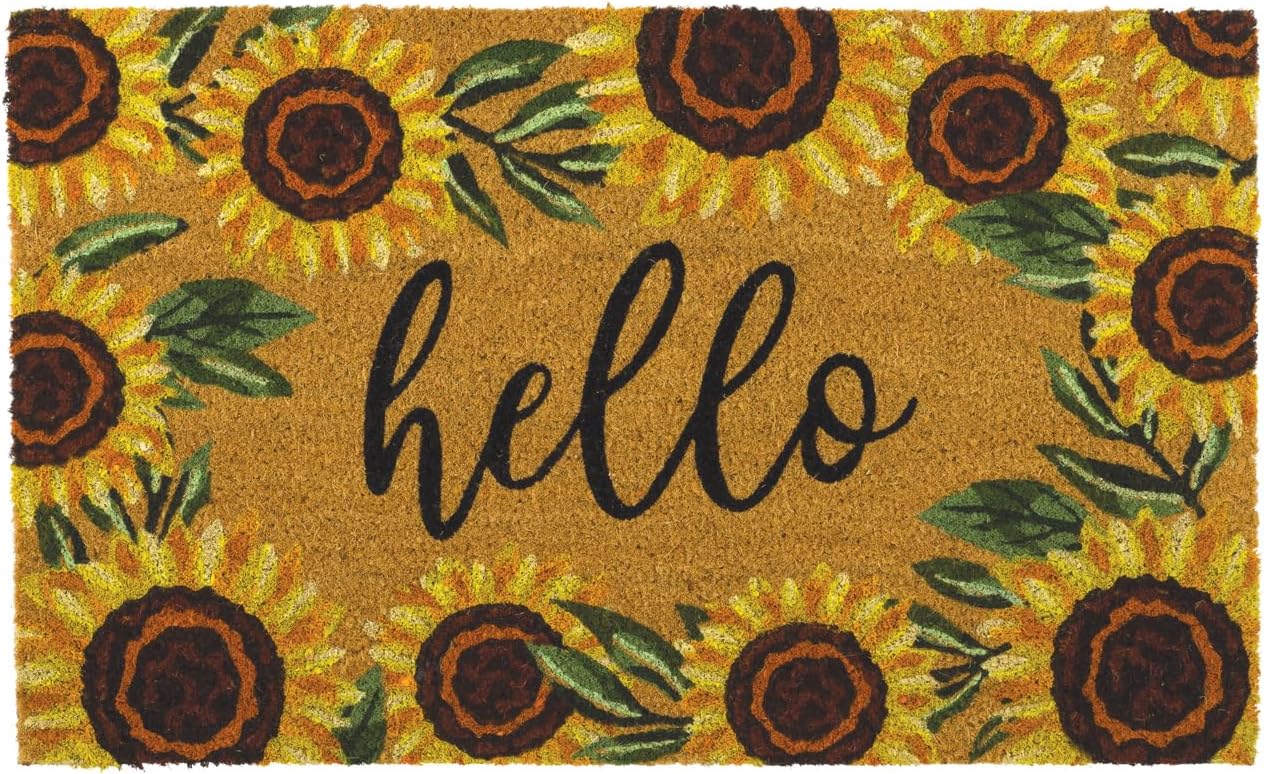 Regal Art & Gift Doormat Coir - Sunflower, 18x30 Inch, Indoor Outdoor Doormats, Welcome Mat for Entryway, Non-Slip Rubber Backing, All Natural Cotton Husk, Easy to Clean Welcome Mats for Front Door