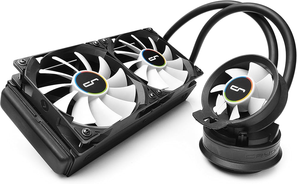 CRYORIG A40 Ultimate Hybrid Liquid Cooler 240mm x 38mm Thick Radiator with Additional Airflow Fan. thumbnail 3