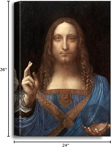 Miniatura 8 de A&T ARTWORK Salvator Mundi por Leonardo Da Vinci The World Classic Art Reproductions, impresiones en lienzo giclée para decoración del hogar, 36 x