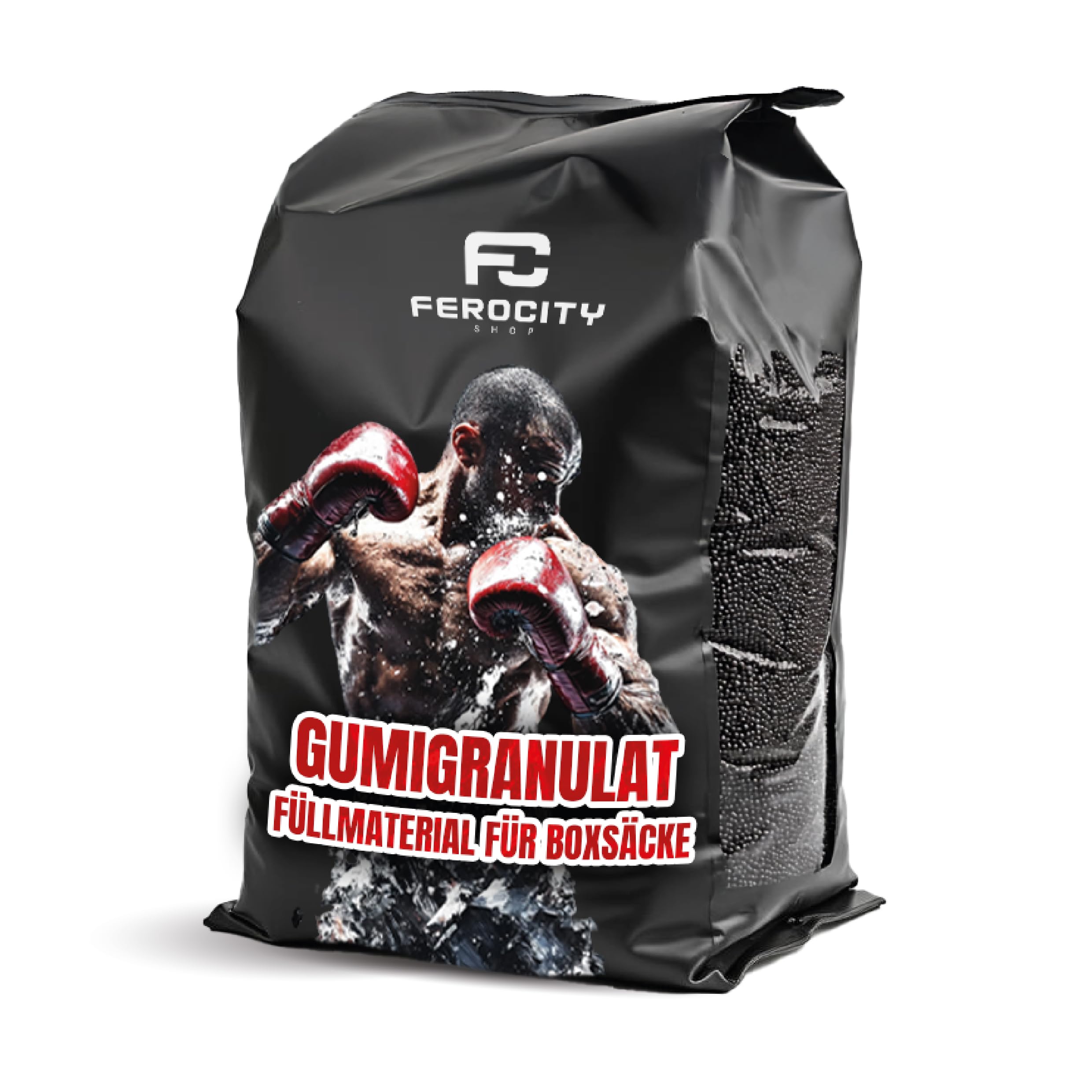 Ferocity Relleno para Saco de Boxeo 20 KG Aprox. 36L | para Makiwara, Pera de Maíz, Pera de Boxeo, Saco de Golpes | Granulado de Goma SBR – Densidad Óptima, Alta Durabilidad, Ecológico [137]