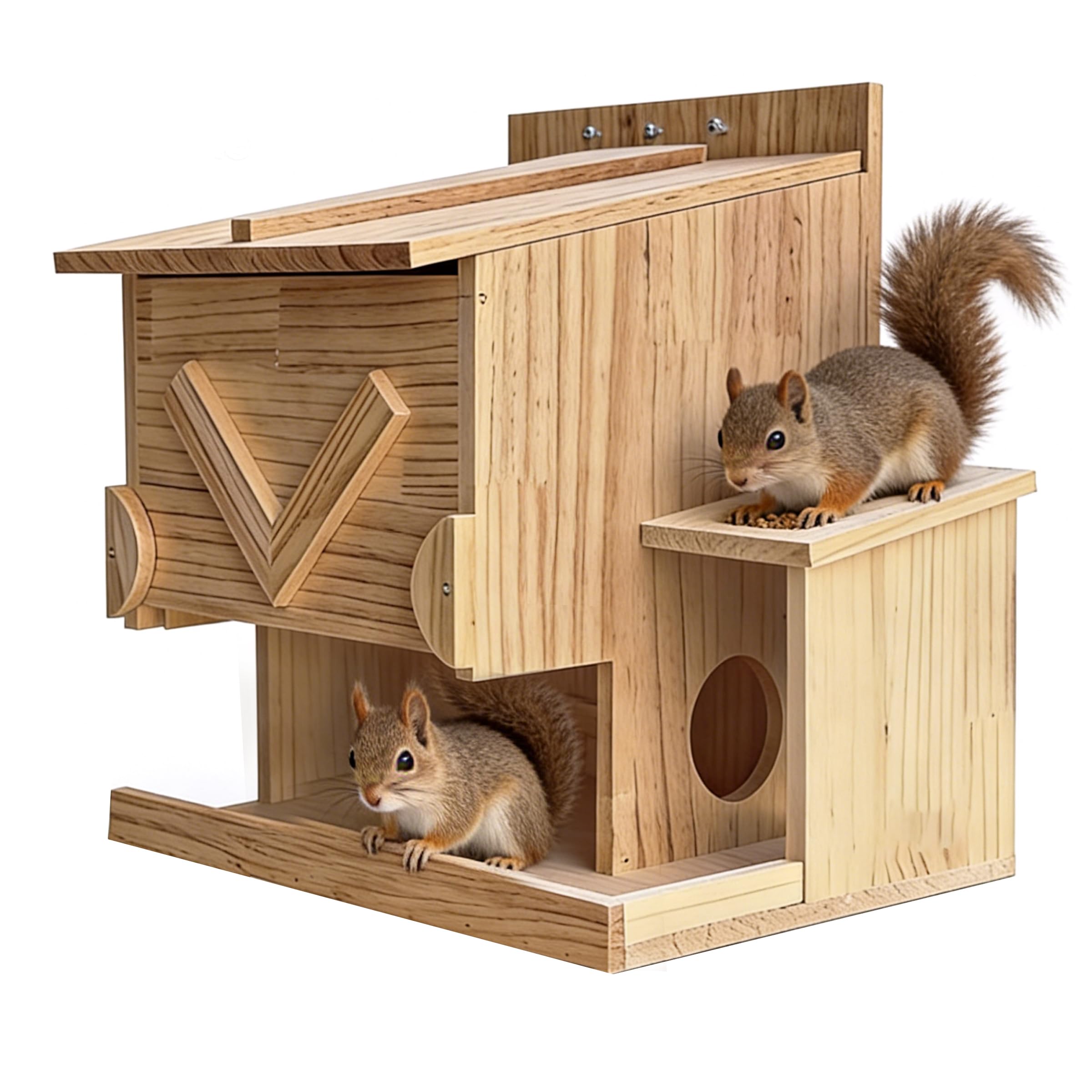 Casa de ardilla hecha a mano de 2 pisos para proteger y observar la fauna en tu patio