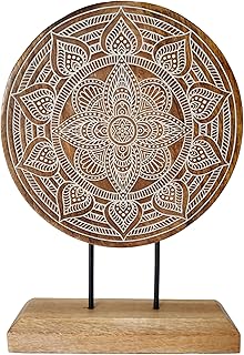 Wooden Carved Handmade Engraved Table Decor - Table Statue for Living Ro...