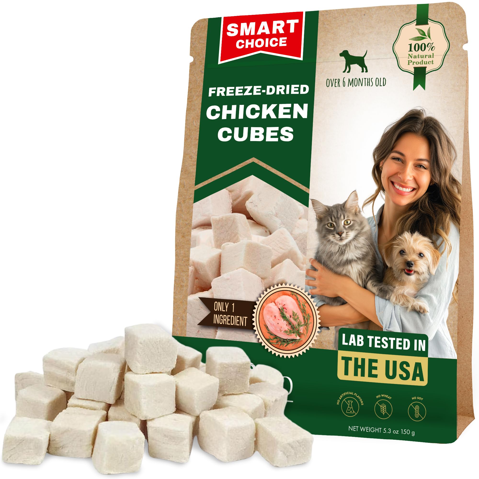 Beloved Pets Dog & Cat Treats Freeze Dried Chicken Cubes 5.3 oz - All Natural Meat Raw Pet Food - Human Grade High-Protein Snacks & Grain-Free Jerky Chews for Cats and Small Dogs